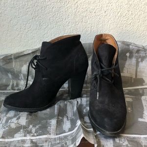 Black heeled suede booties